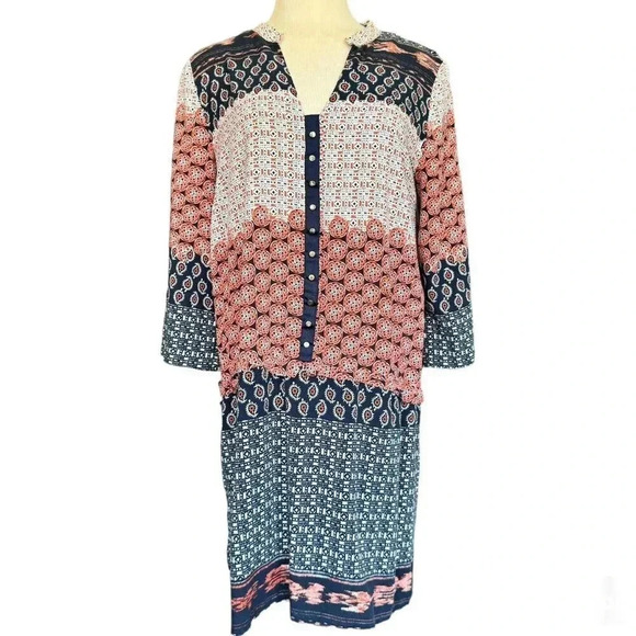 ZARA BASIC V NECK BOHO DRESS SIZE L - Picture 1 of 8